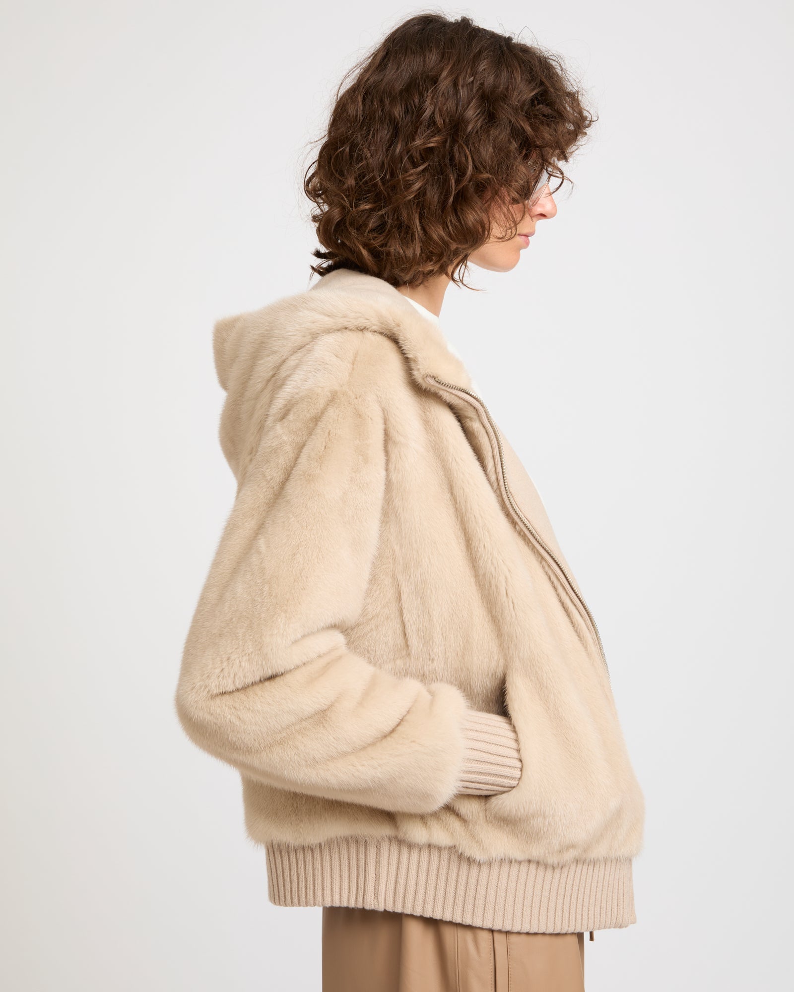 Merino knit and mink fur hooded blouson -Yves Salomon - New spring summer collection