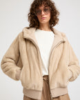 Merino knit and mink fur hooded blouson