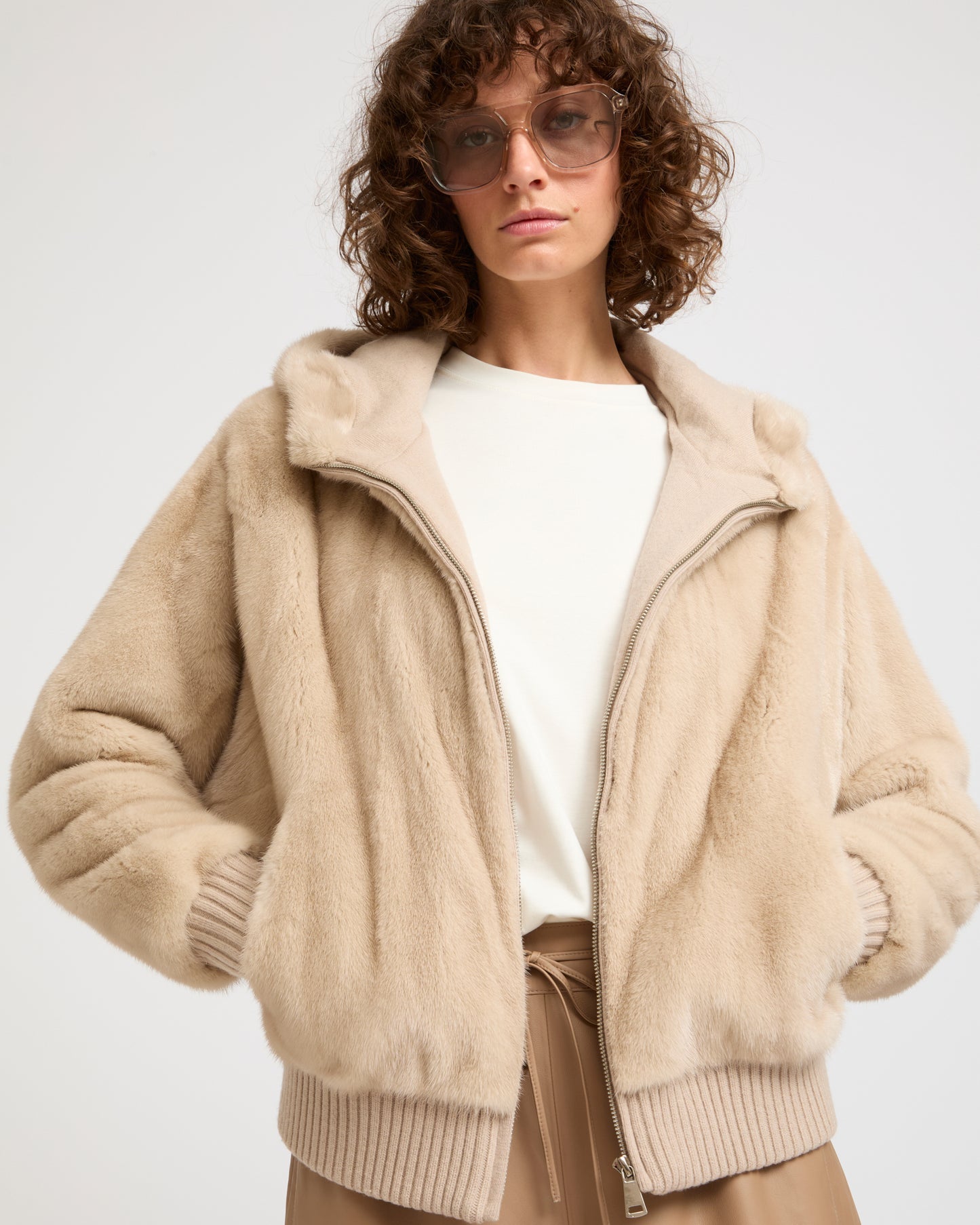 Merino knit and mink fur hooded blouson -Yves Salomon - New spring summer collection