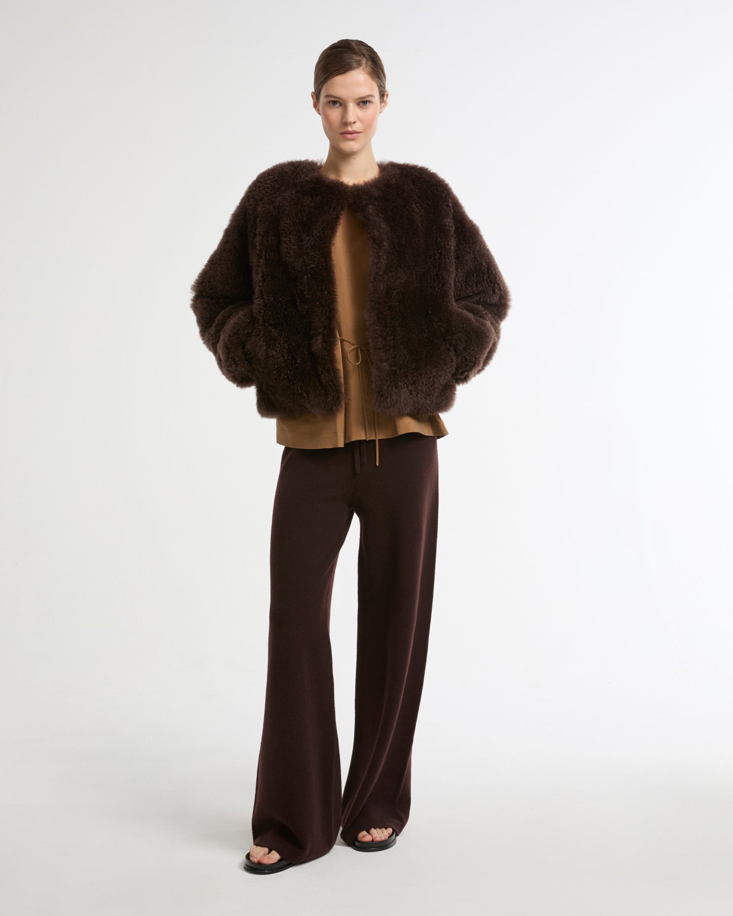 Short cashmere lambskin and merino knit jacket -Yves Salomon - New spring summer collection