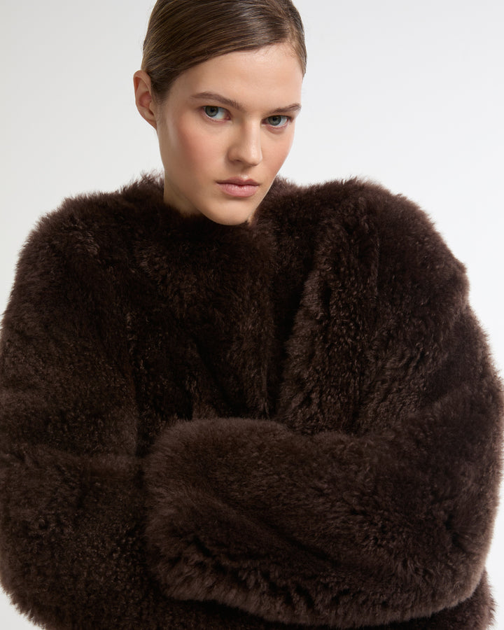 Short cashmere lambskin and merino knit jacket -Yves Salomon - New spring summer collection