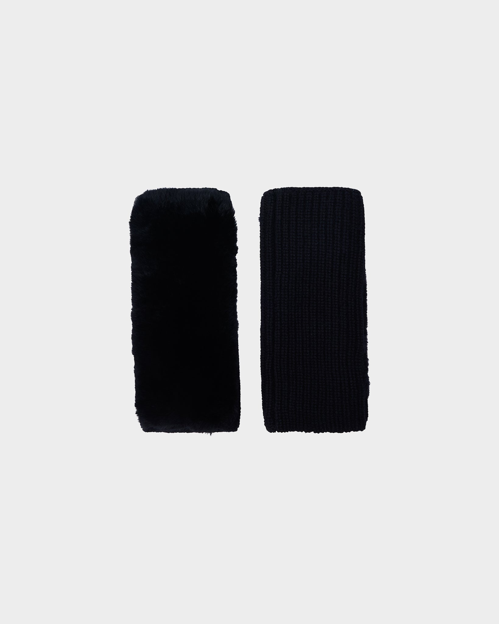 Cashmere wool knit and rex rabbit fingerless gloves -Yves Salomon