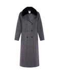 Loose cashmere-blend coat with detachable mink fur collar