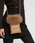 Flannel phone case with fox fur trim