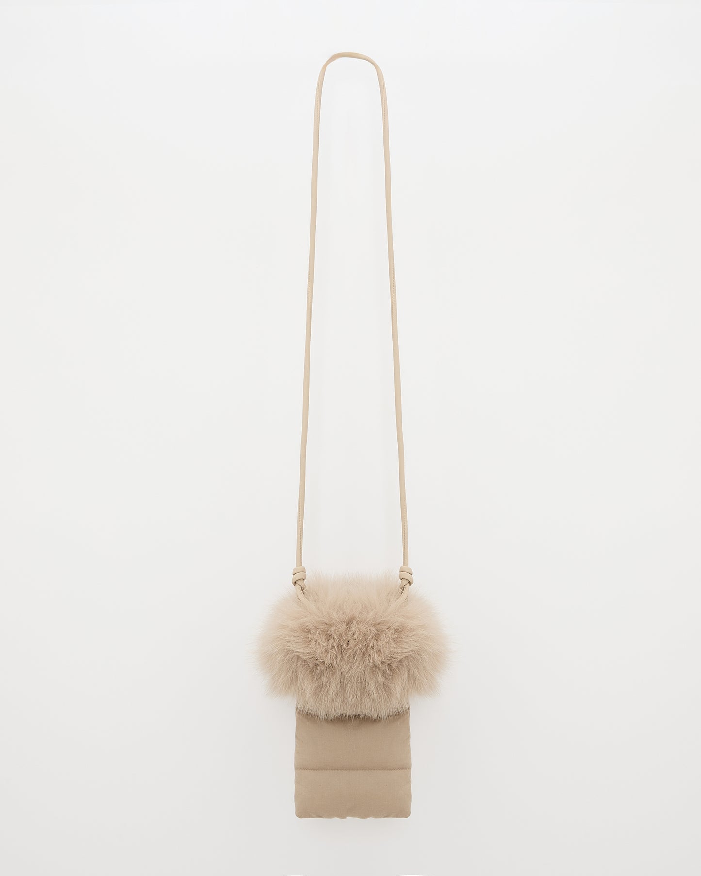 Flannel phone case with fox fur trim -Yves Salomon