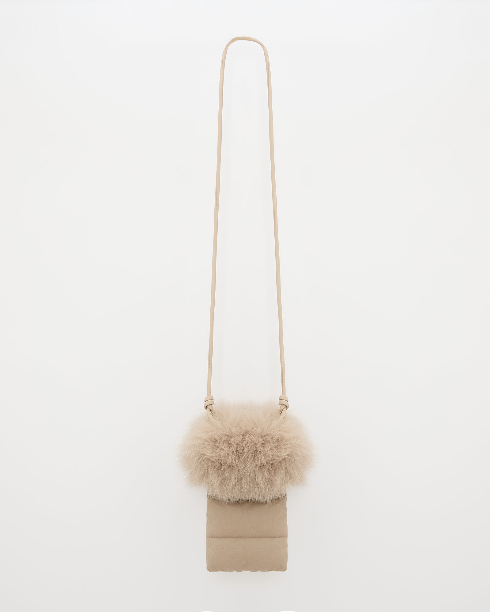 Flannel phone case with fox fur trim -Yves Salomon