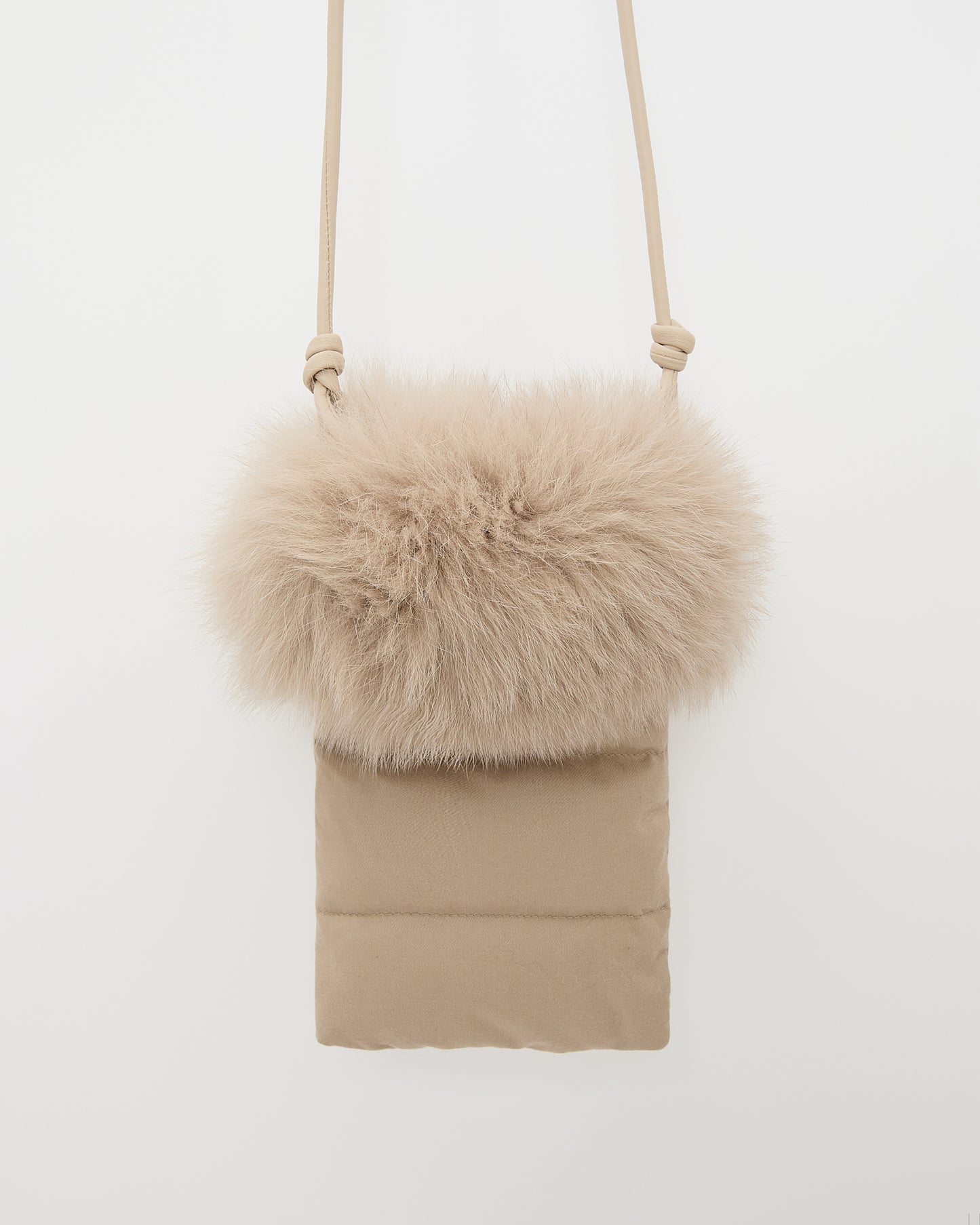 Flannel phone case with fox fur trim -Yves Salomon