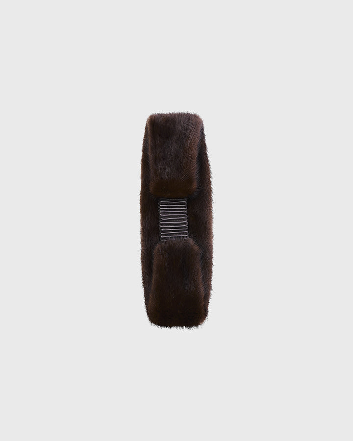 Mink fur and leather headband -Yves Salomon