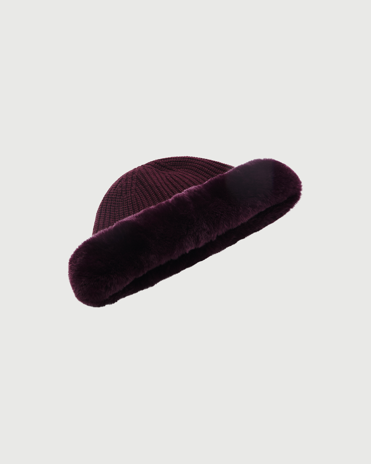 Cashmere and wool knit beanie with rex rabbit fur turn-up - Yves Salomon - New Fall Winter Collection