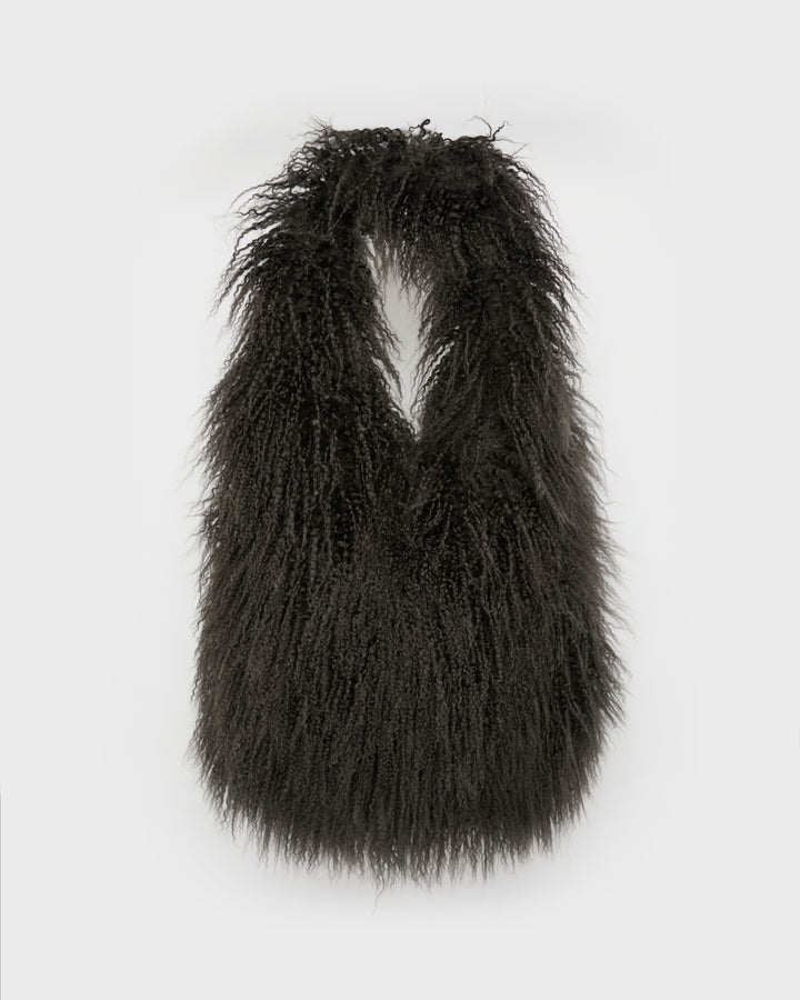Long-Haired Lamb and Leather Bag -Yves Salomon