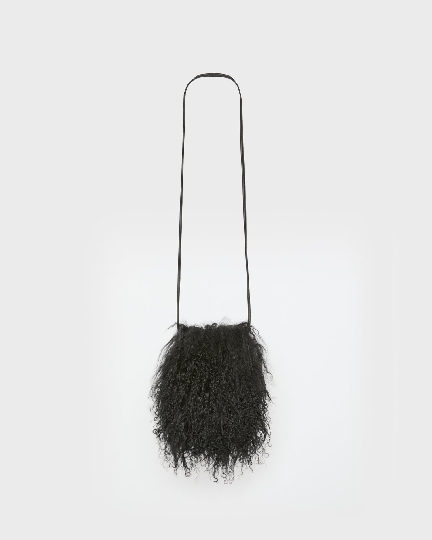 Small Bag in Leather and Mongolian Lambwool -Yves Salomon