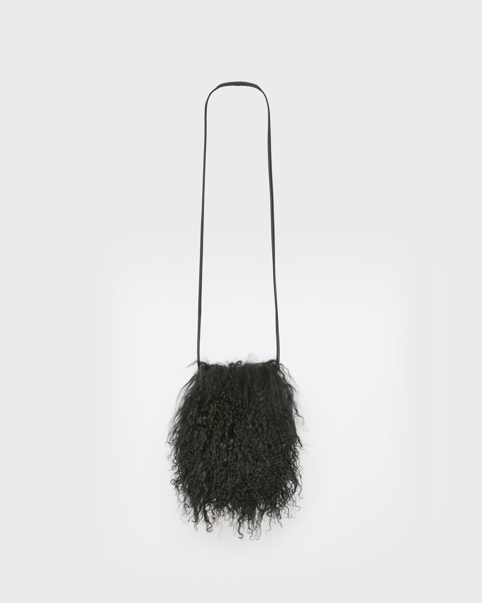 Small Bag in Leather and Mongolian Lambwool -Yves Salomon