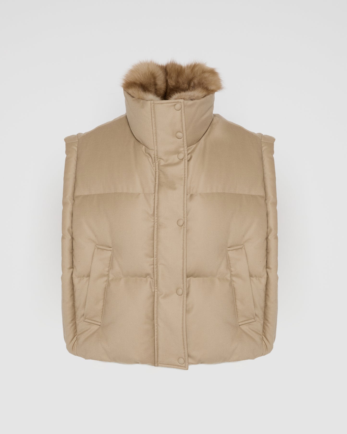 Flannel gilet with sable fur collar