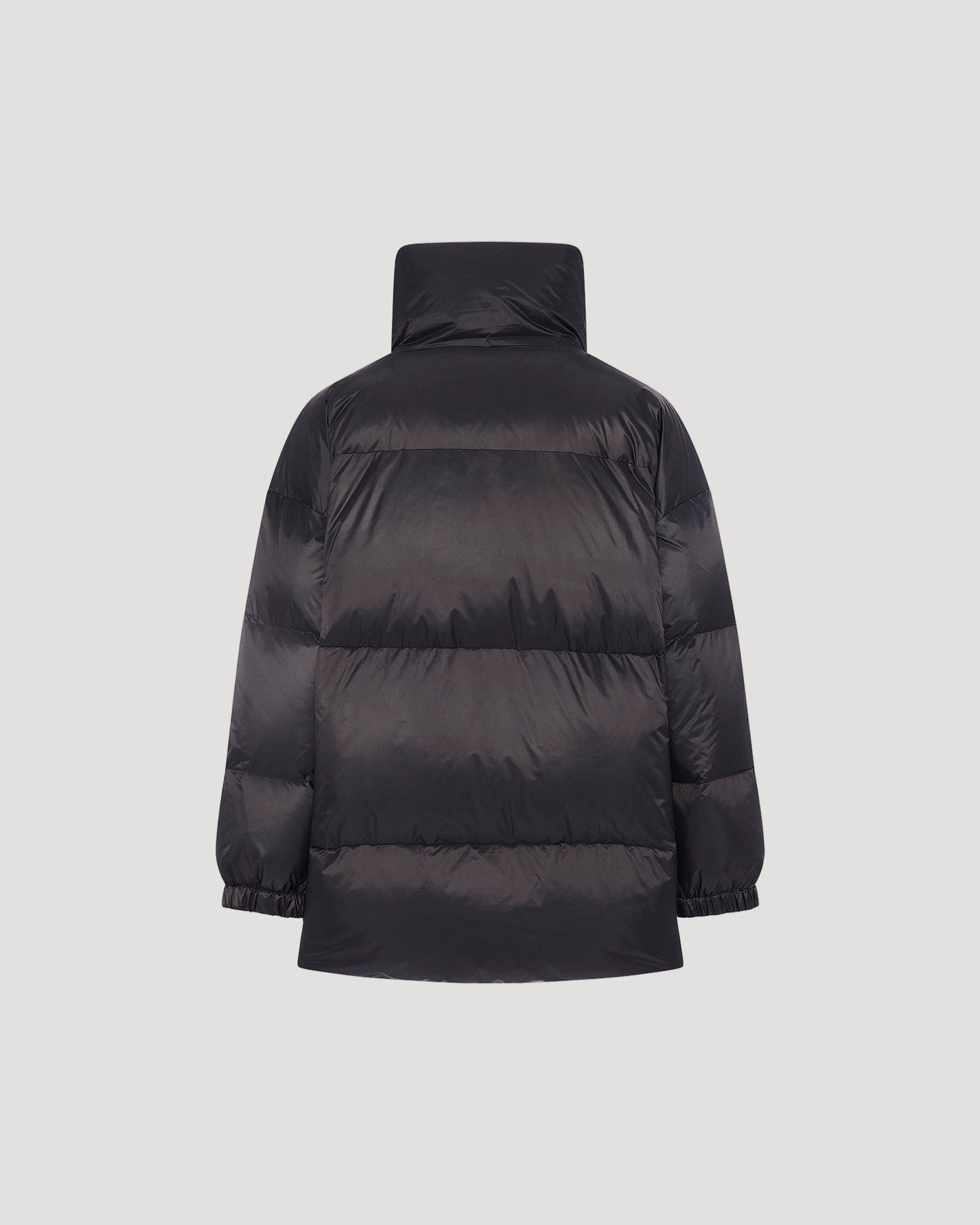 Mid-length down jacket with fluffy lambswool trim