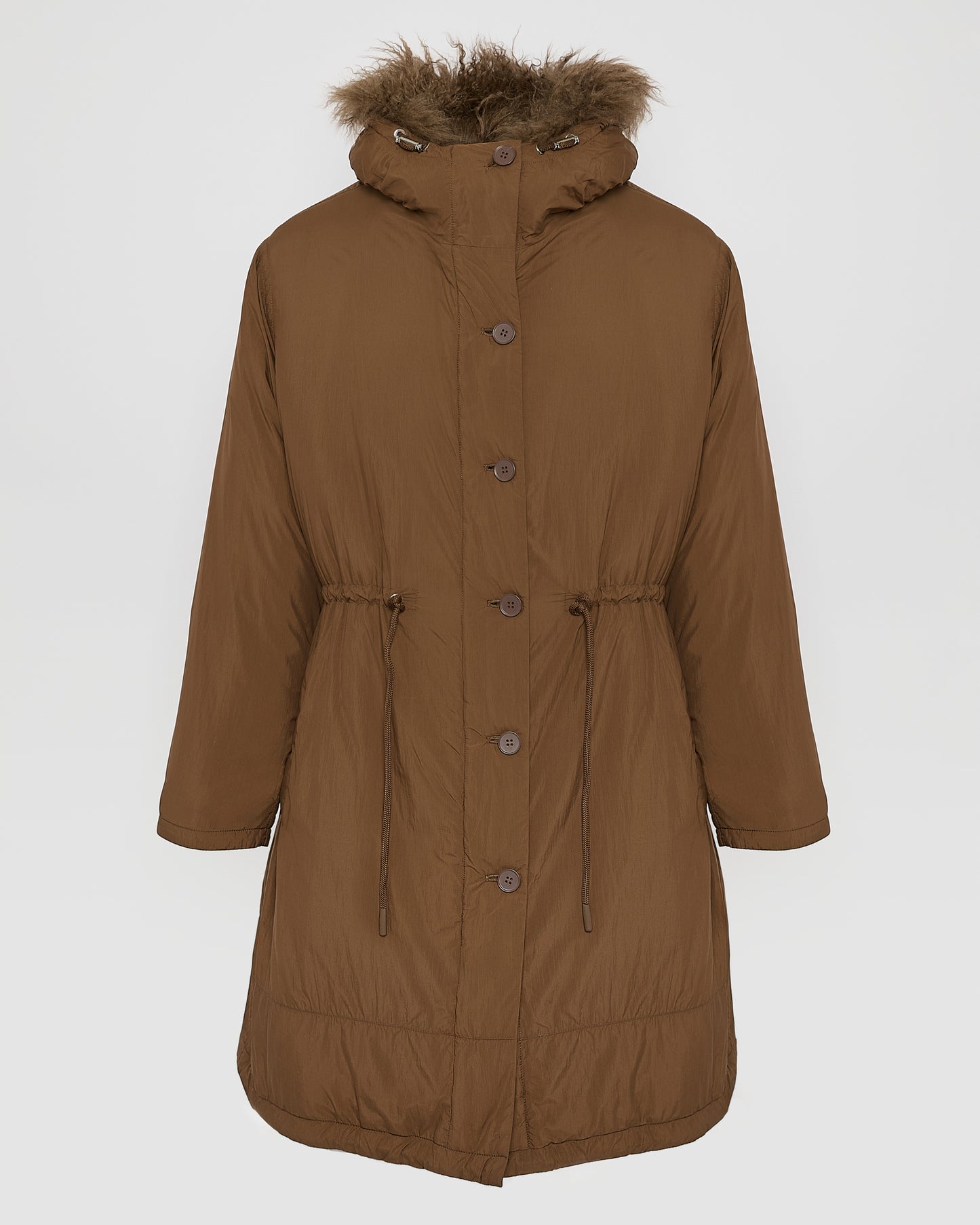 Ultra-light down parka with curly lambskin trim -Yves Salomon