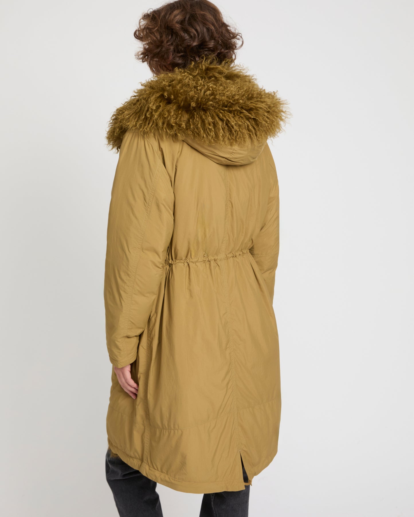 Ultra-light parka with curly lambskin trim -Yves Salomon