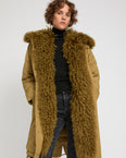 Ultra-light parka with curly lambskin trim
