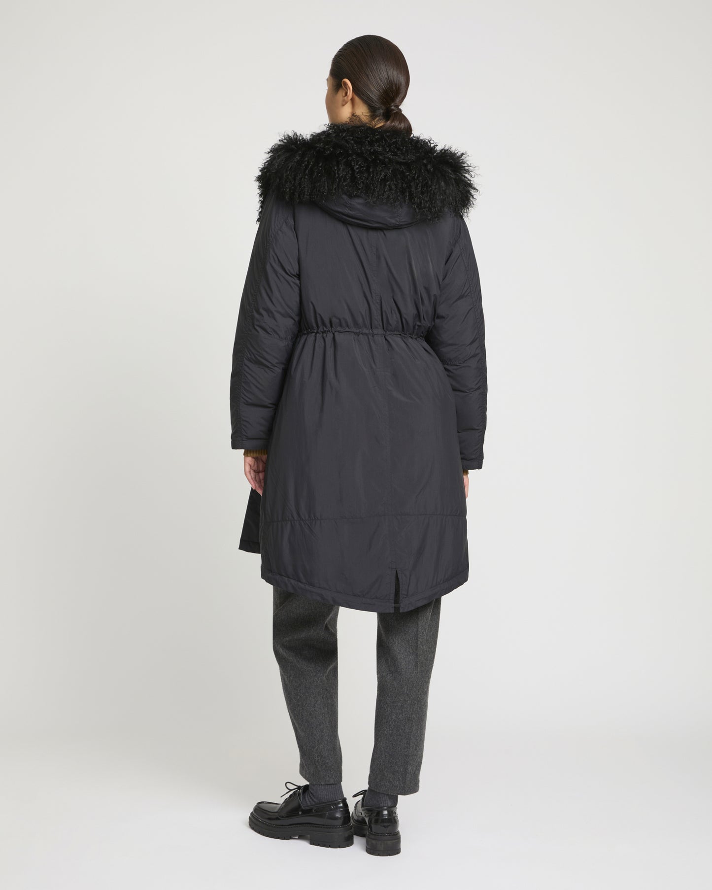 Ultra-light parka with curly lambskin trim -Yves Salomon