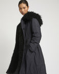 Ultra-light parka with curly lambskin trim