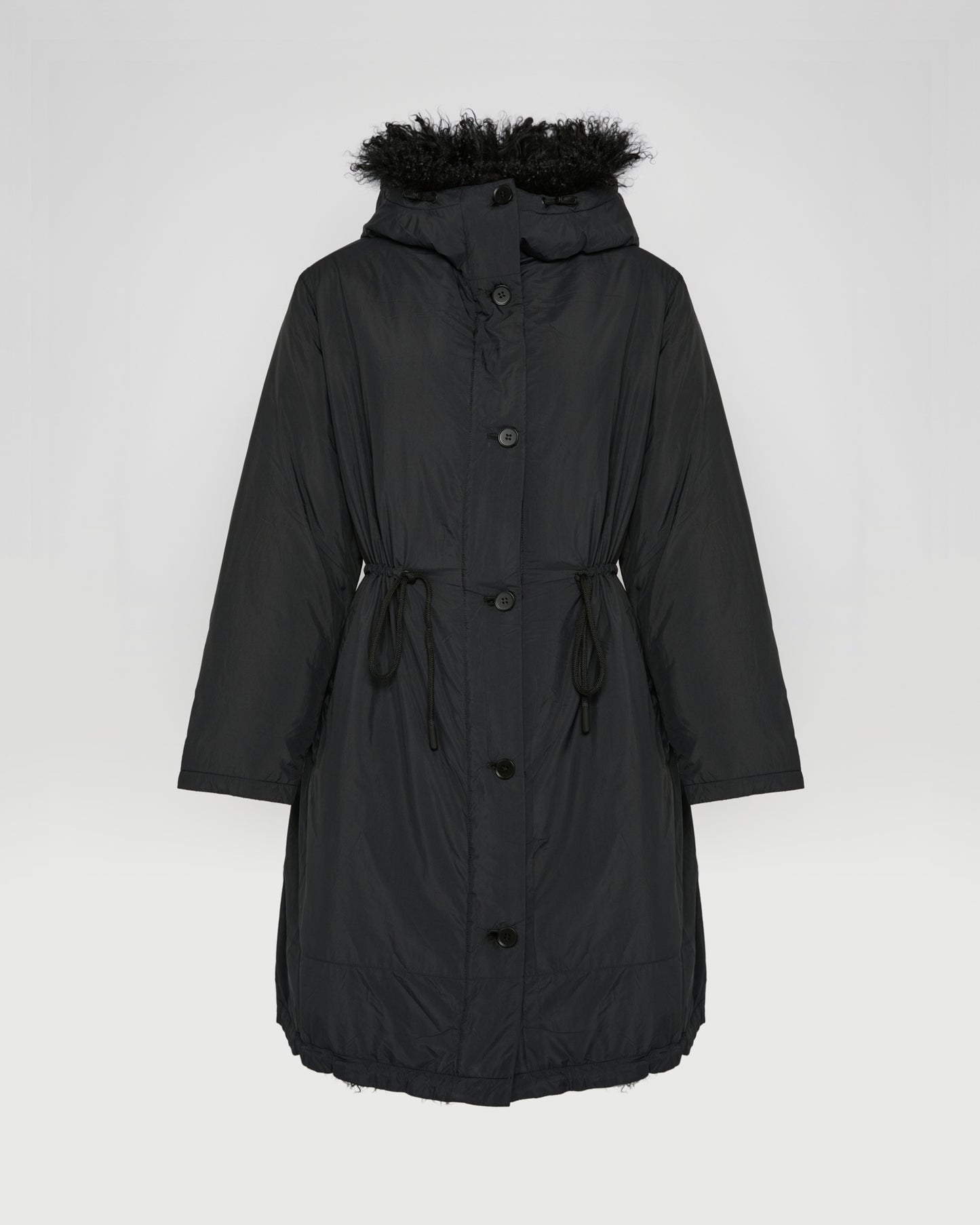 Ultra-light parka with curly lambskin trim -Yves Salomon