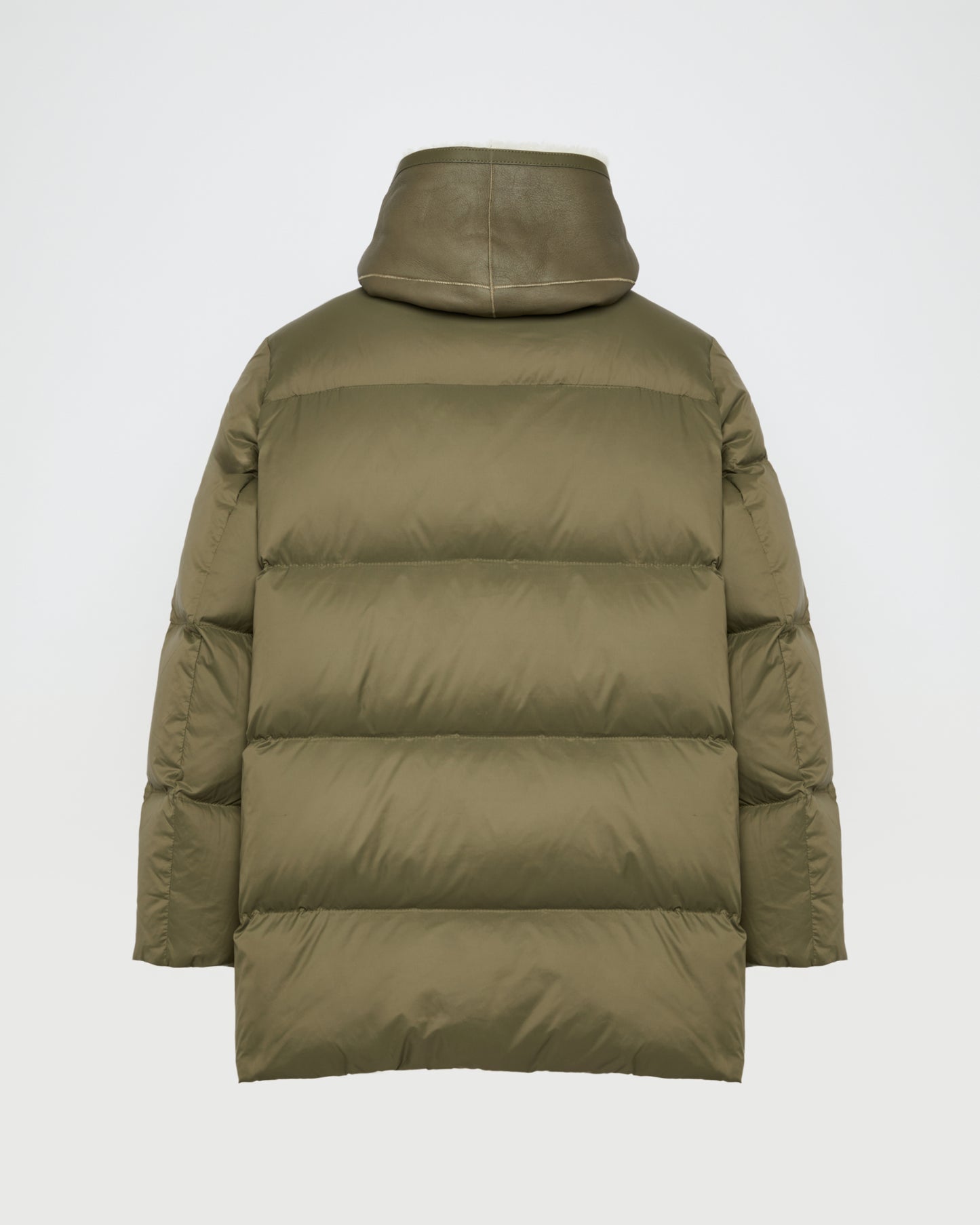 "A" line down jacket with lambskin shearling bib -Yves Salomon