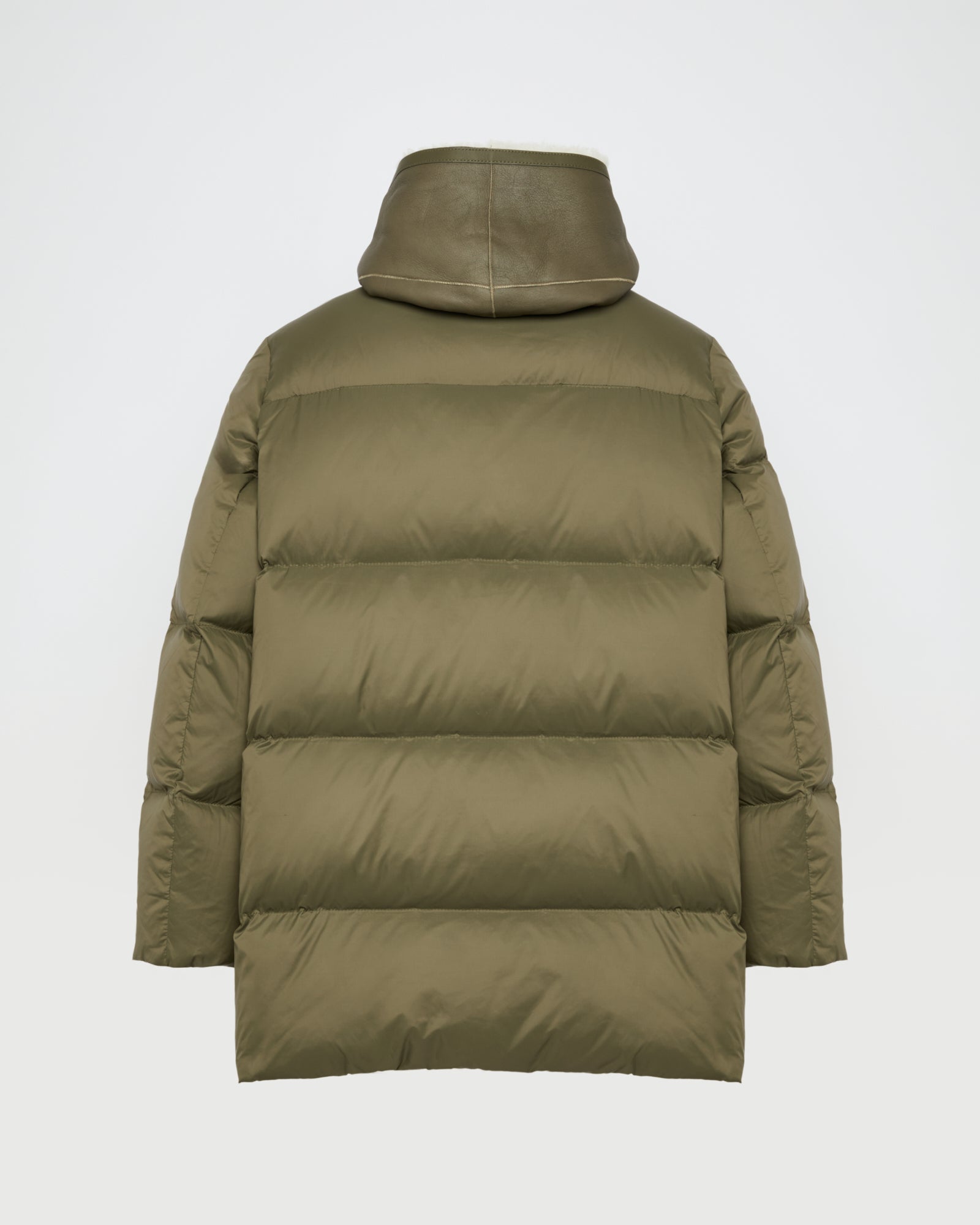 "A" line down jacket with lambskin shearling bib -Yves Salomon