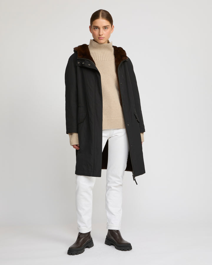 Reversible parka in technical fabric and mink fur -Yves Salomon
