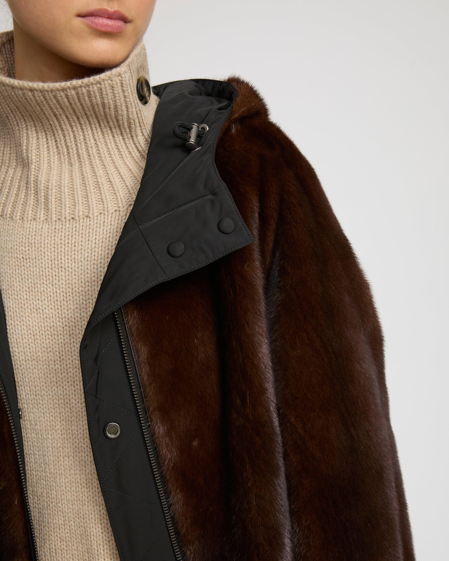 Reversible parka in technical fabric and mink fur -Yves Salomon