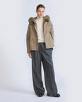 Short parka in cotton with fox and rabbit fur