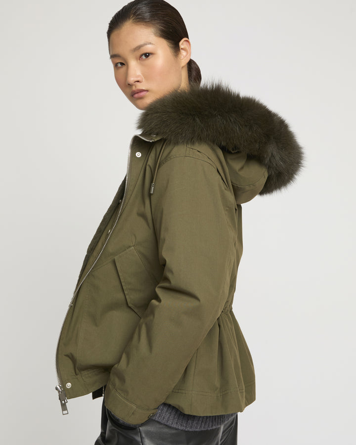 Short parka in cotton blend and fox and rabbit fur -Yves Salomon