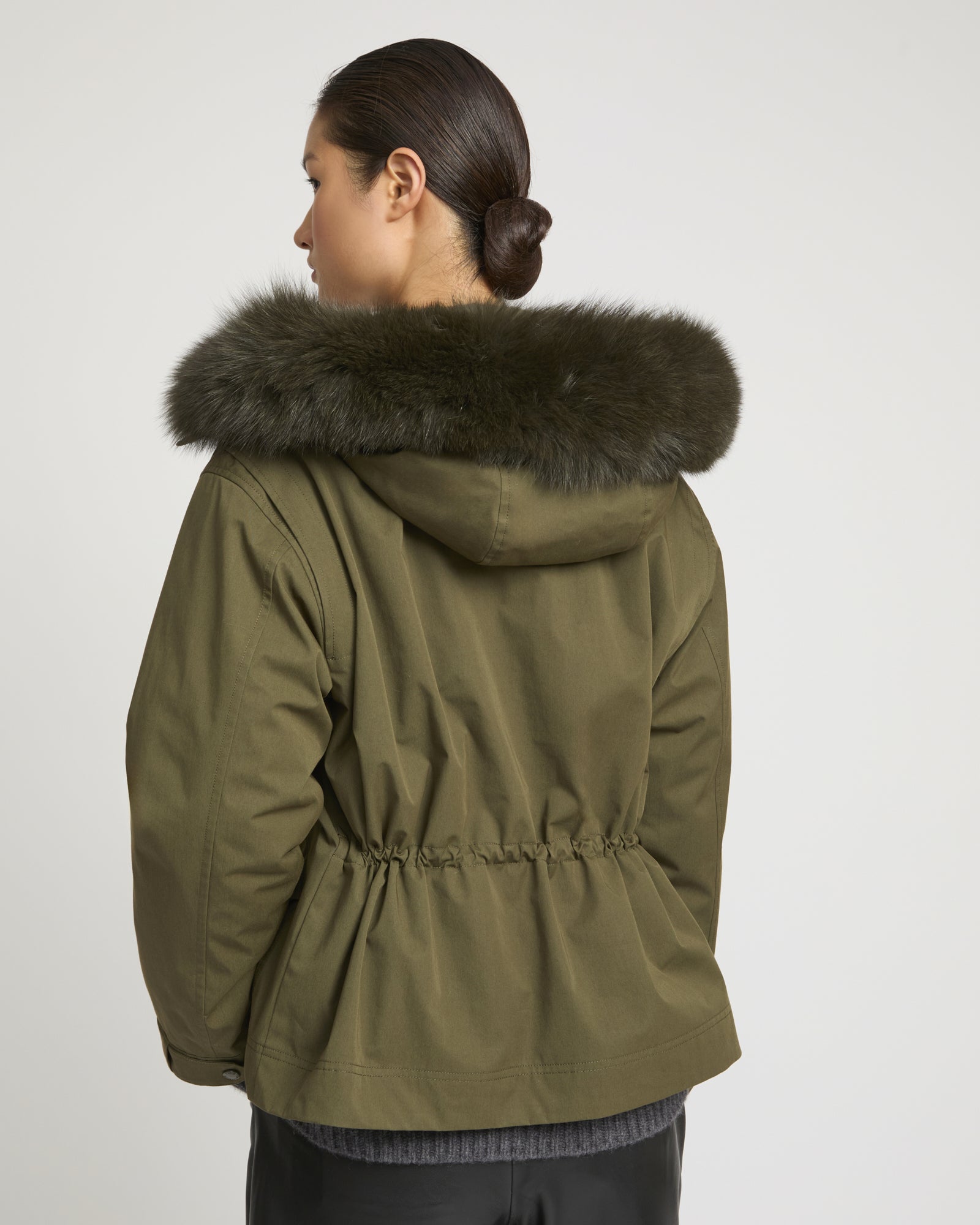 Short parka in cotton blend and fox and rabbit fur -Yves Salomon