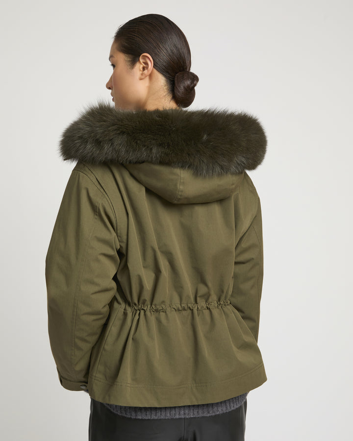 Short parka in cotton blend and fox and rabbit fur -Yves Salomon