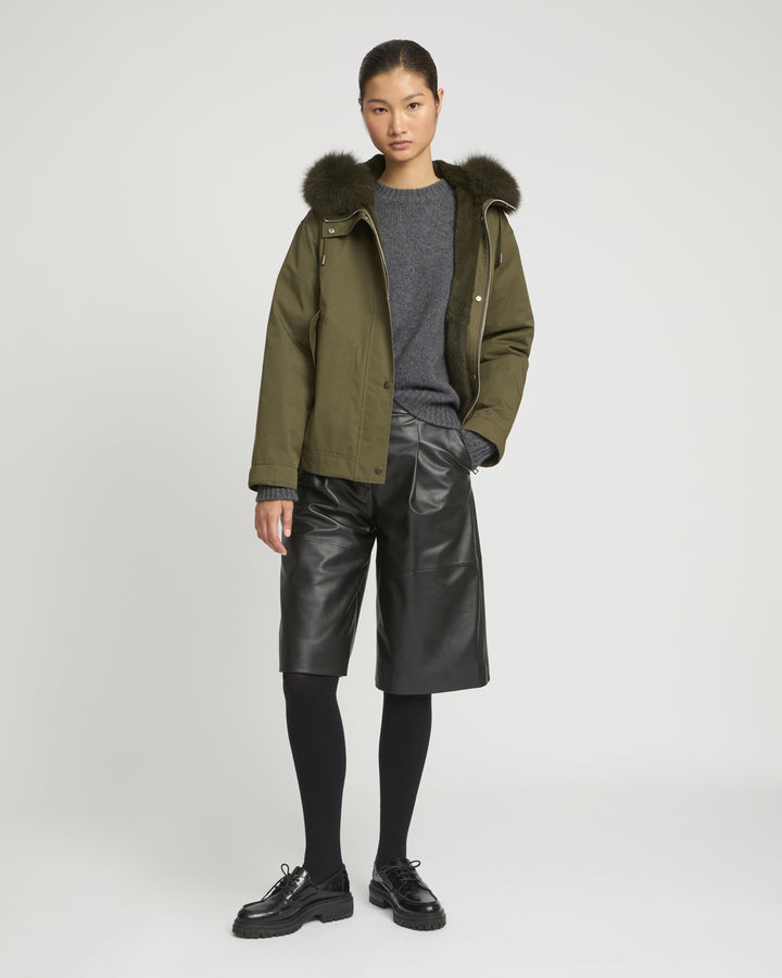 Short parka in cotton blend and fox and rabbit fur -Yves Salomon