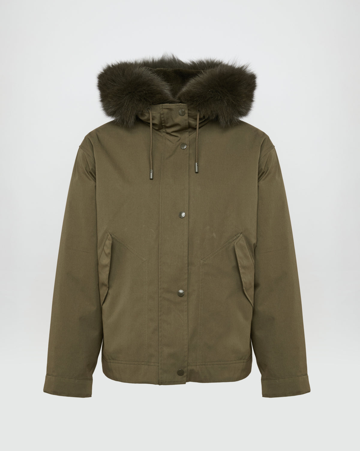 Short parka in cotton blend and fox and rabbit fur -Yves Salomon