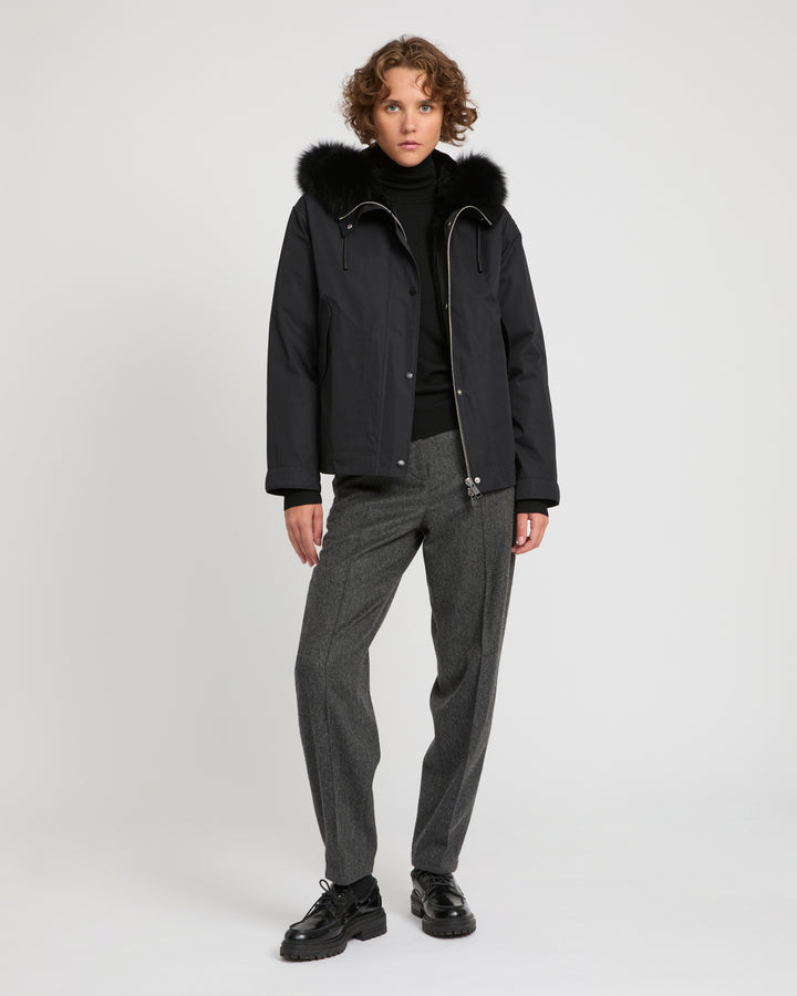 Short parka in cotton blend and fox and rabbit fur -Yves Salomon