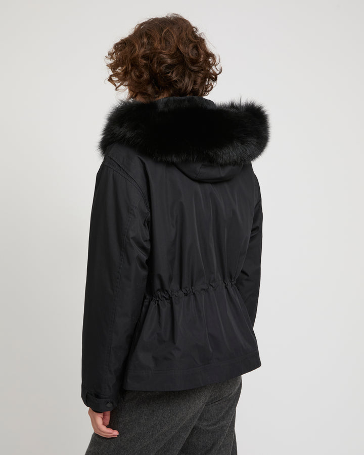 Short parka in cotton blend and fox and rabbit fur -Yves Salomon