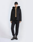 Short parka in cotton with fox and rabbit fur