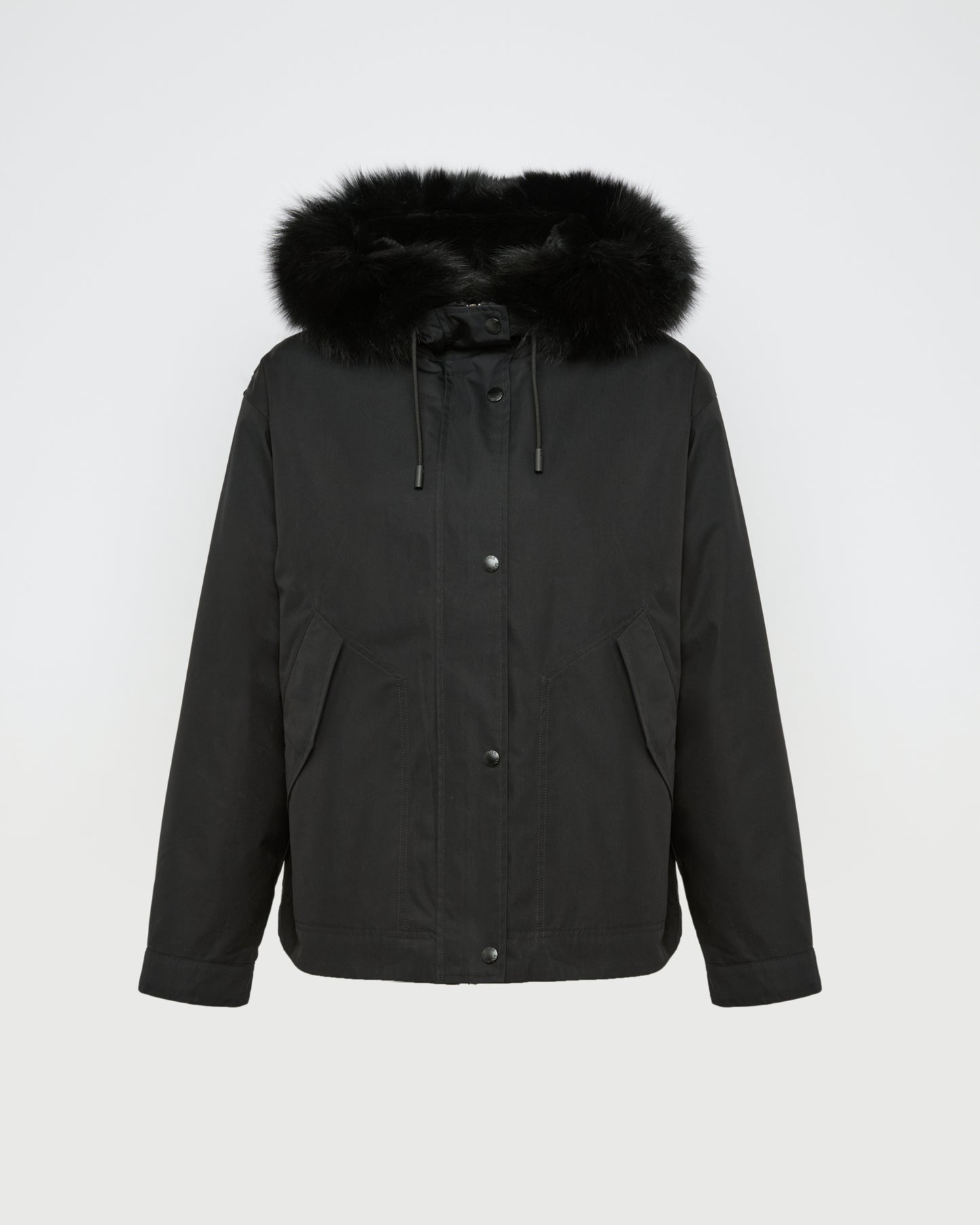 Short parka in cotton blend and fox and rabbit fur -Yves Salomon