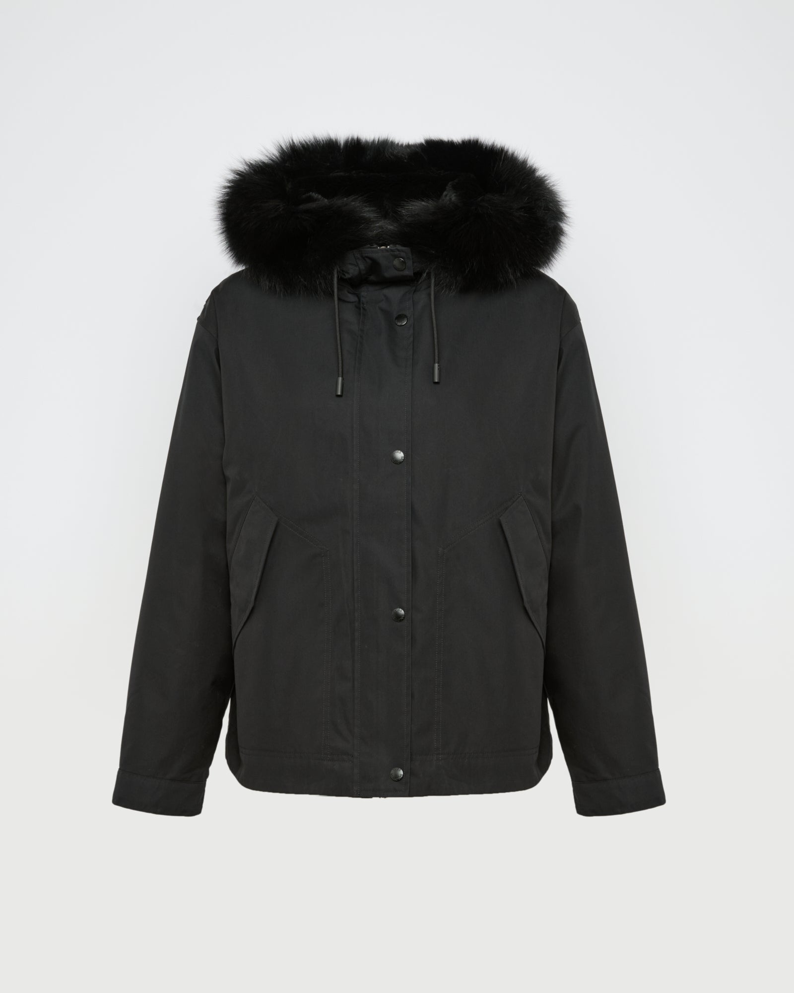 Short parka in cotton blend and fox and rabbit fur -Yves Salomon