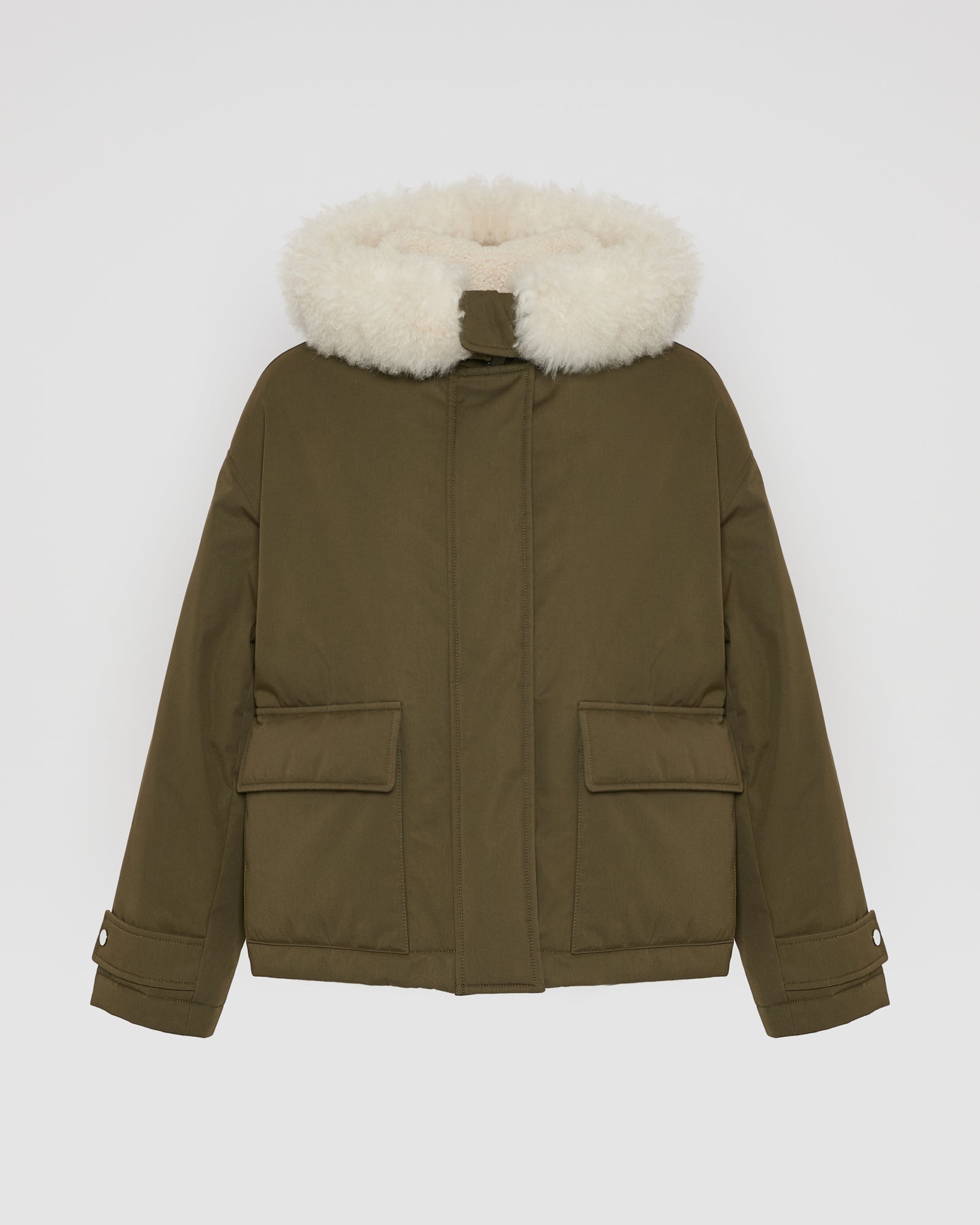 Short parka in cotton blend and lambskin shearling -Yves Salomon