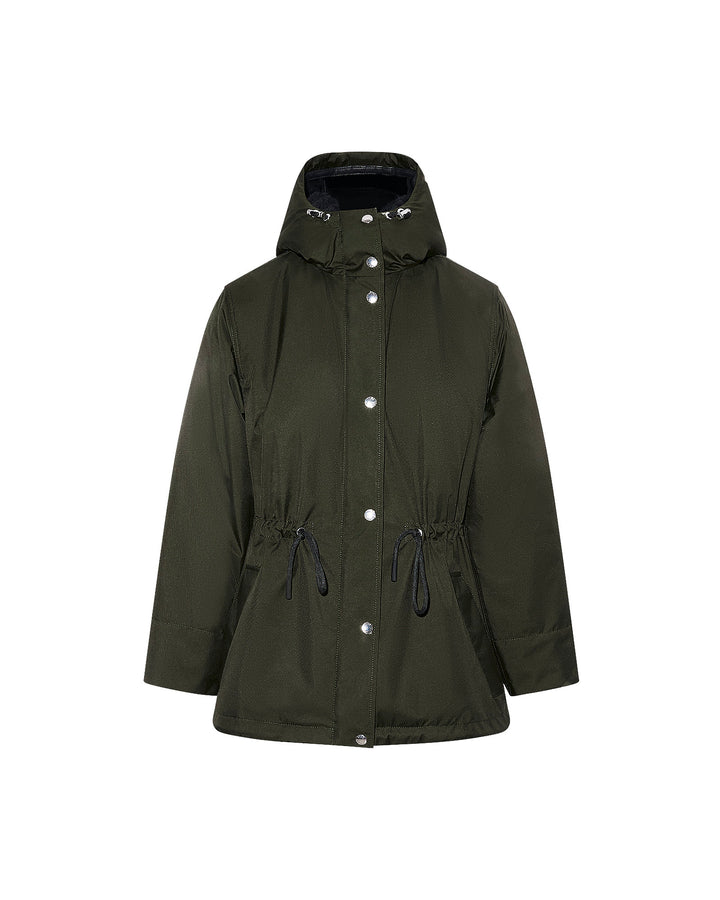 Technical fabric and shearling parka