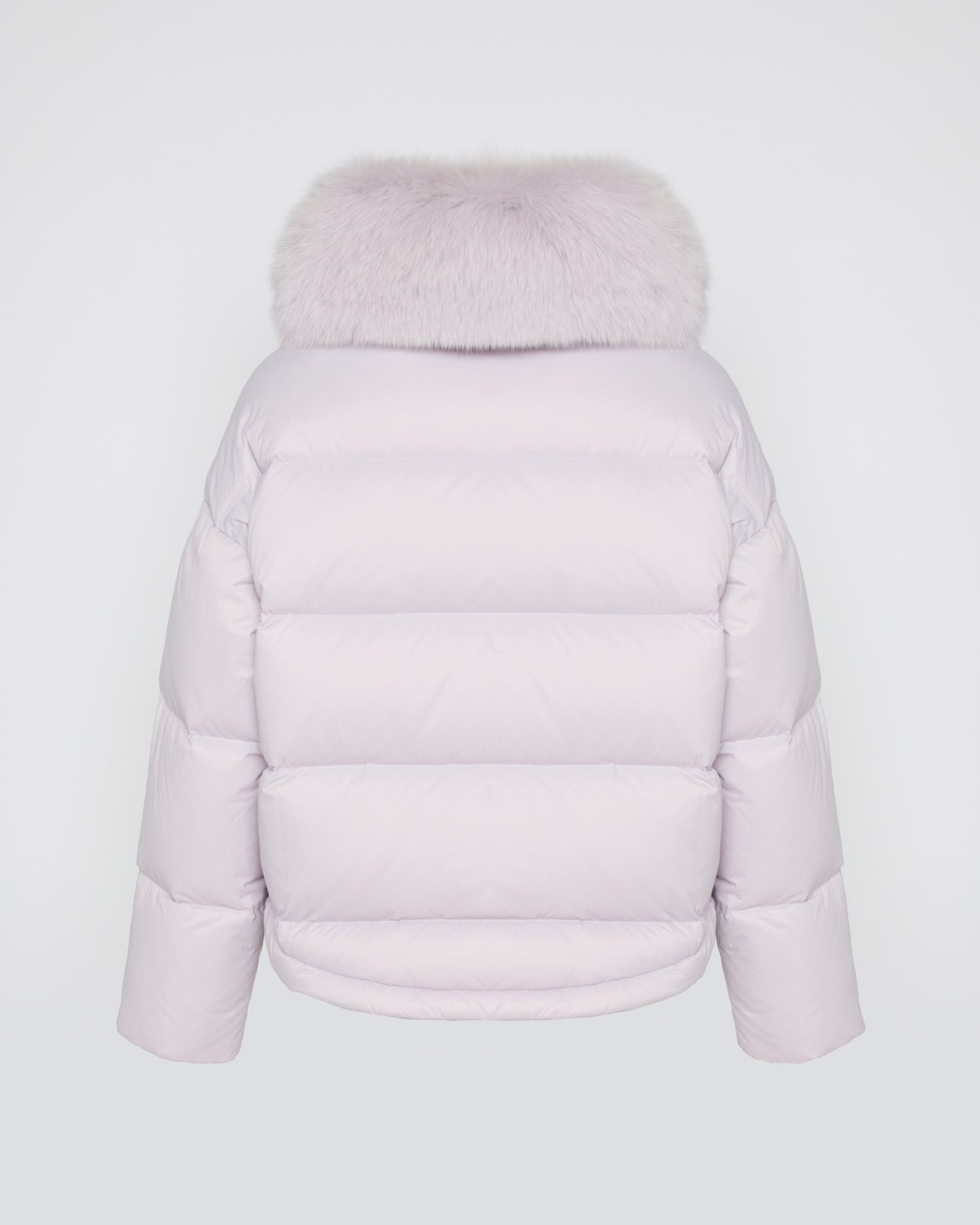 Short down jacket with fox trim