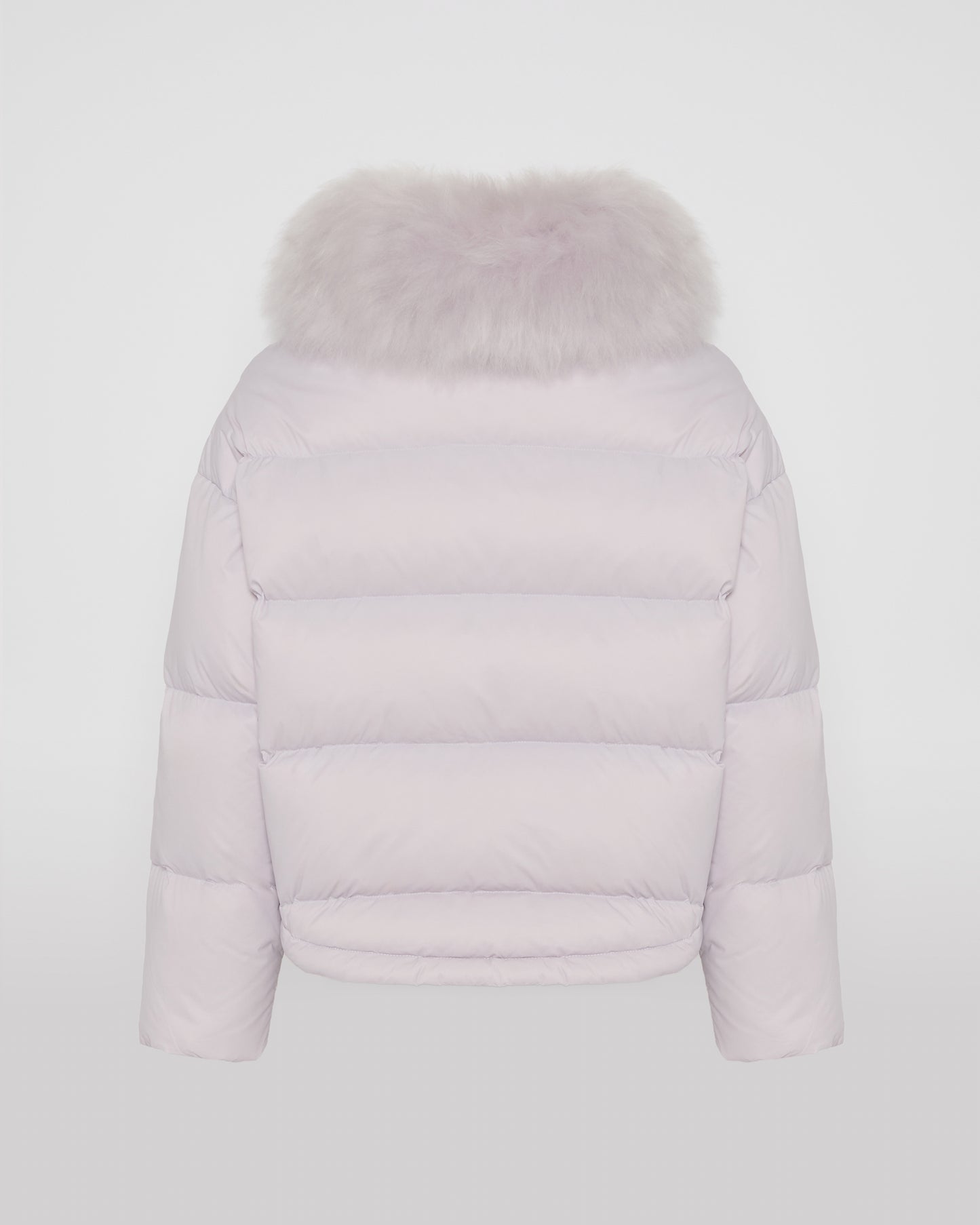 Short down jacket with fluffy lambswool trim