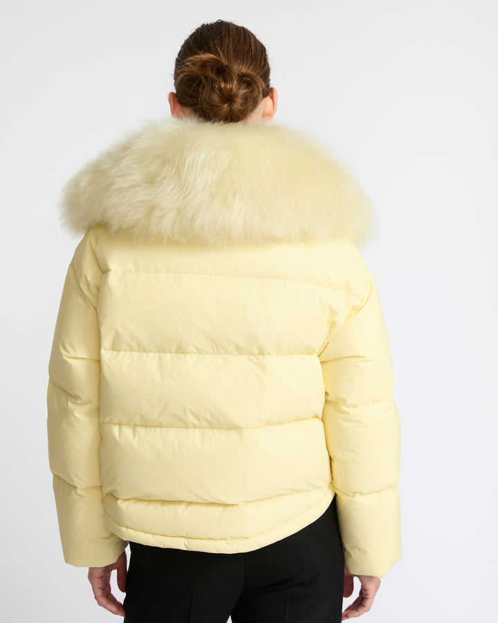 Short down jacket in waterproof technical fabric with airy lambswool trim - Yves Salomon - New Fall Winter Collection