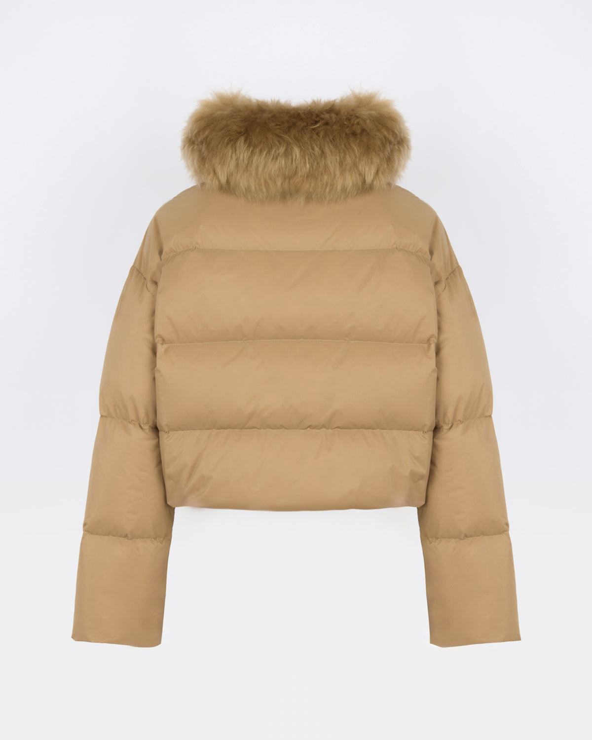 Short down jacket in waterproof technical fabric with airy lambswool trim - Yves Salomon - New Fall/Winter Collection