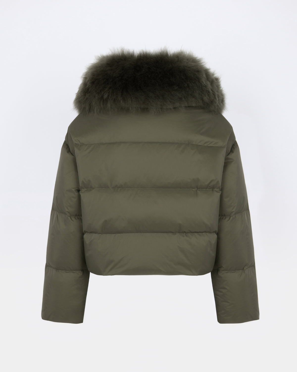 Short down jacket in waterproof technical fabric with airy lambswool trim - Yves Salomon - New Fall/Winter Collection