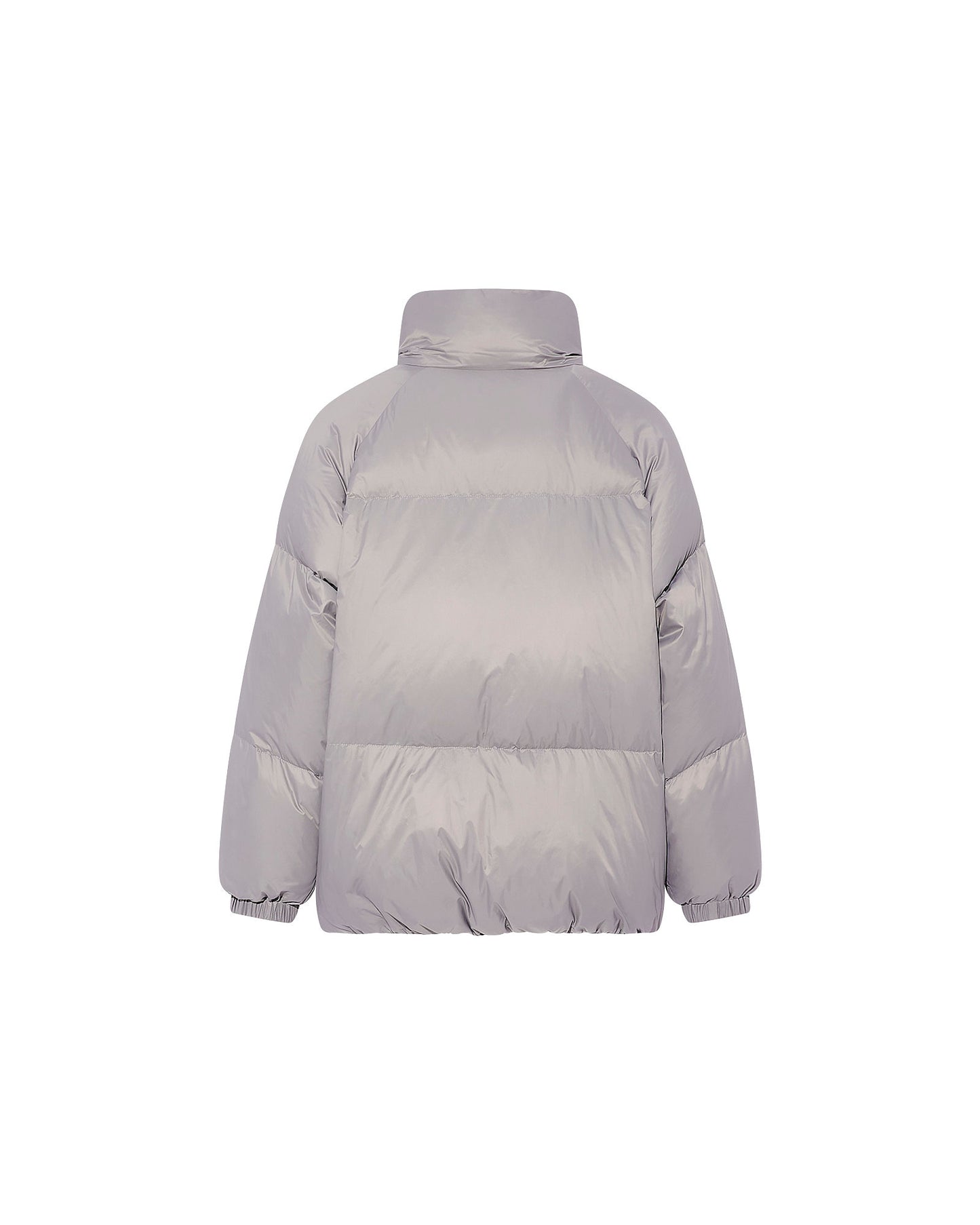 Short down jacket with shearling bib