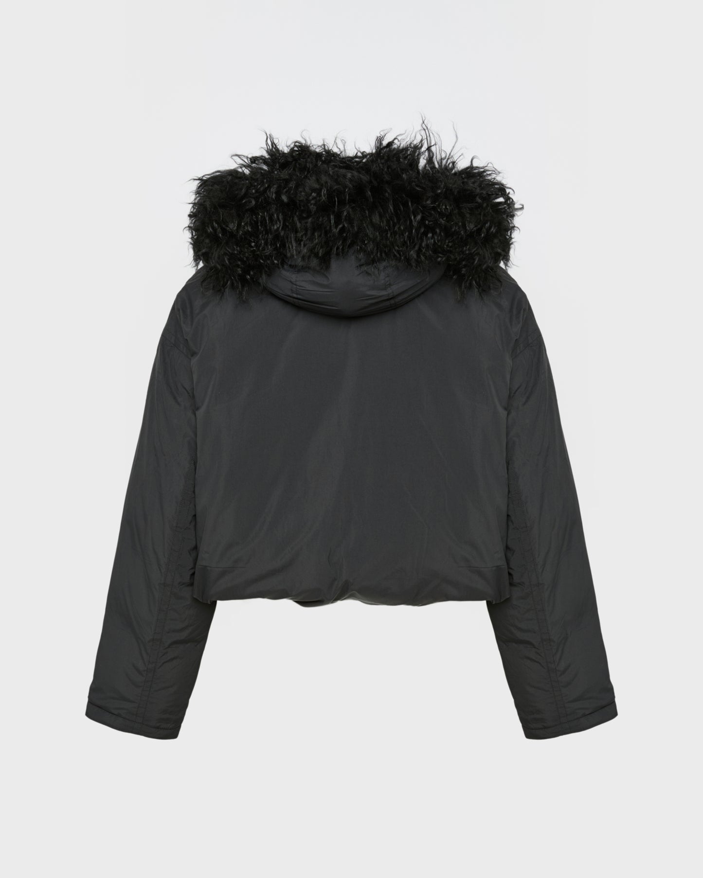 Short ultra-light jacket with curly lambskin trim -Yves Salomon