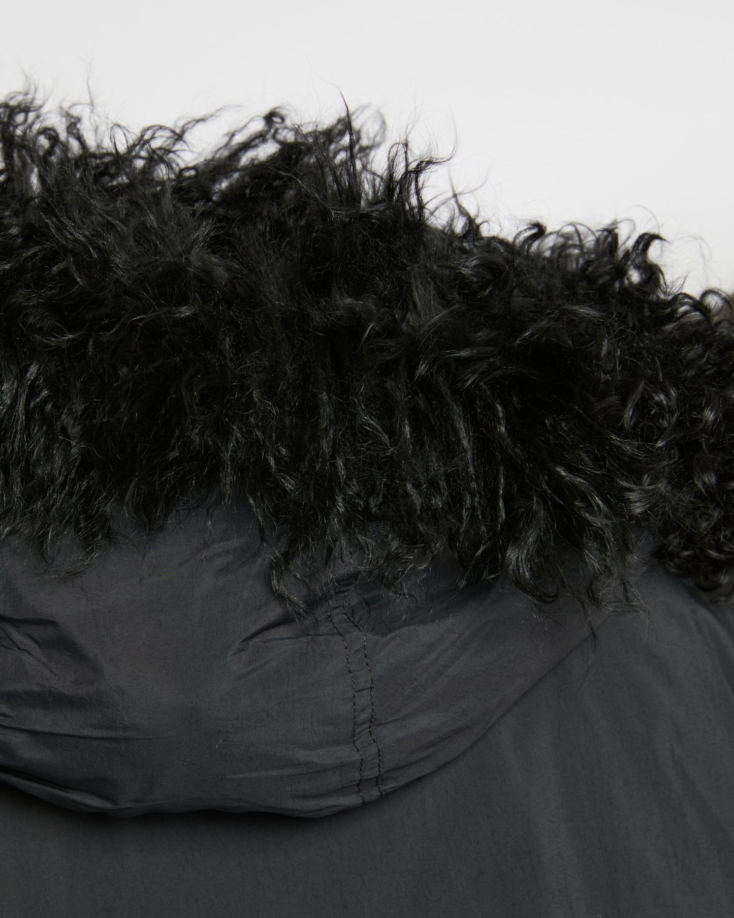 Short ultra-light jacket with curly lambskin trim -Yves Salomon