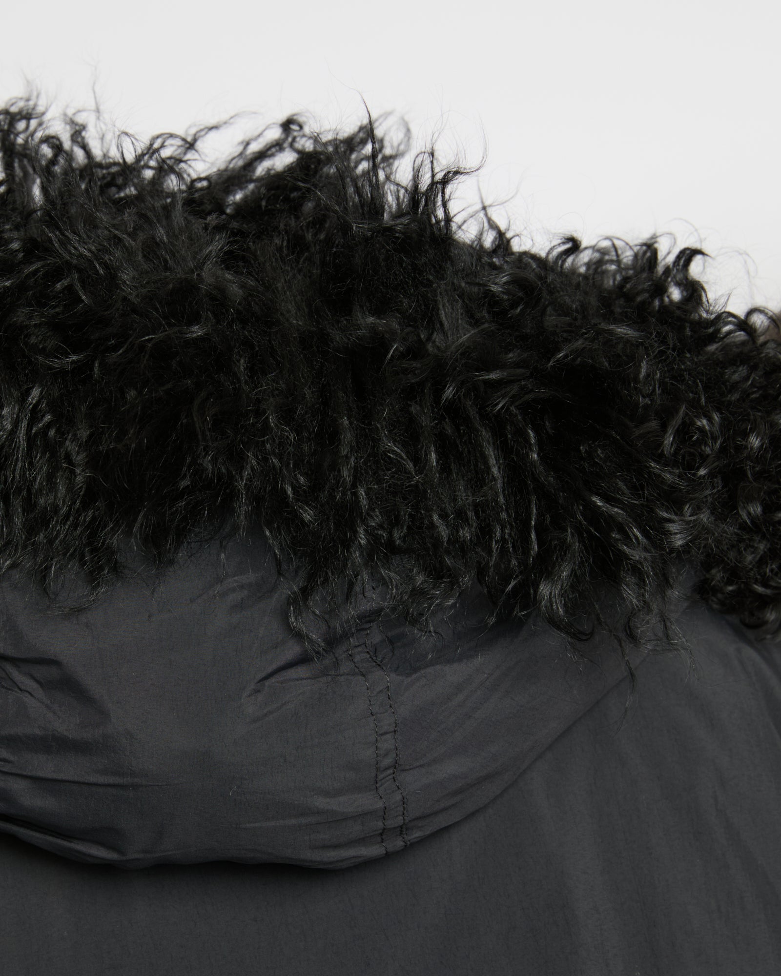Short ultra-light jacket with curly lambskin trim -Yves Salomon